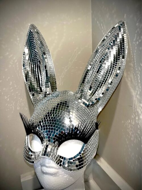 SMDBN Silver Mirror Disco Bunny Mask